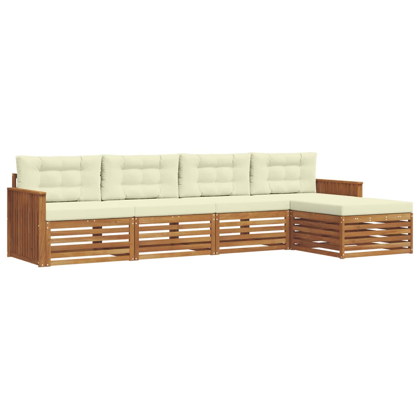 Buiten bankenset met kussen 5 pcs Natuurlijk en Crème is nu te koop bij PeponiXL, paradijselijk wonen!
