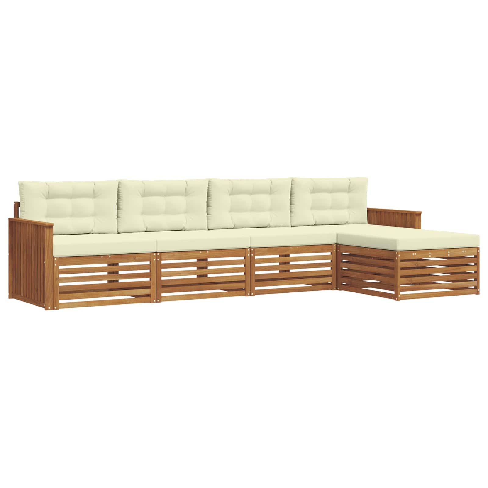 Buiten bankenset met kussen 5 pcs Natuurlijk en Crème is nu te koop bij PeponiXL, paradijselijk wonen!
