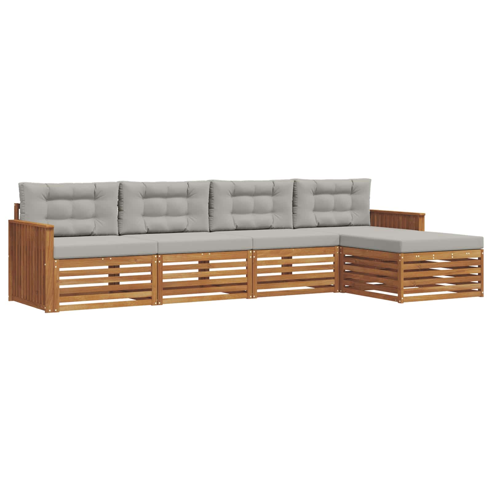 Buiten bankenset met kussen 5 pcs Natuurlijk en Lichtgrijs is nu te koop bij PeponiXL, paradijselijk wonen!