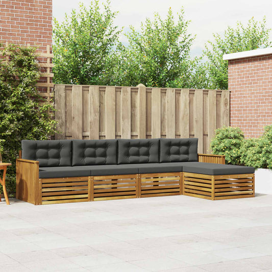 Buiten bankenset met kussen 5 pcs Natuurlijk en Antraciet is nu te koop bij PeponiXL, paradijselijk wonen!