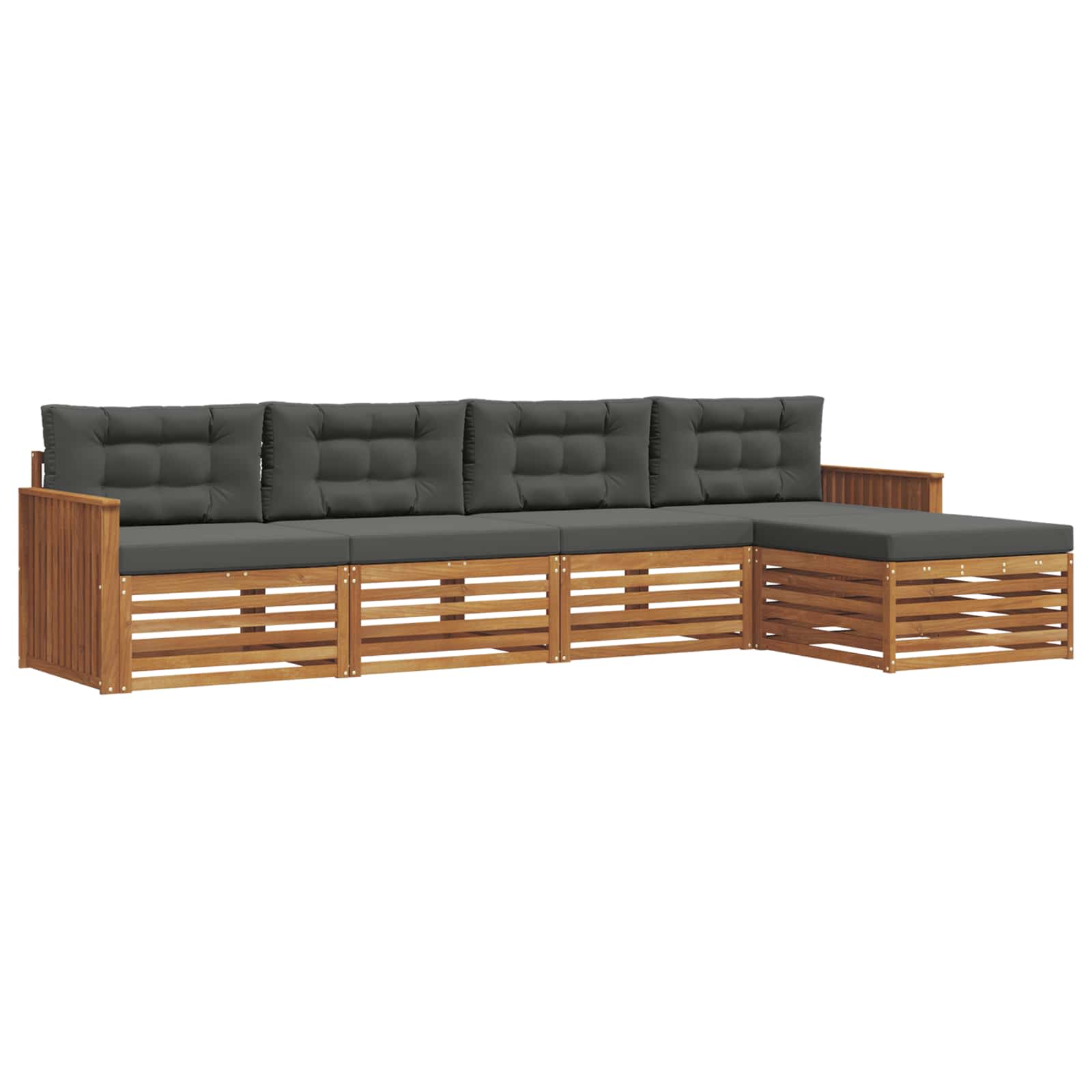 Buiten bankenset met kussen 5 pcs Natuurlijk en Antraciet is nu te koop bij PeponiXL, paradijselijk wonen!