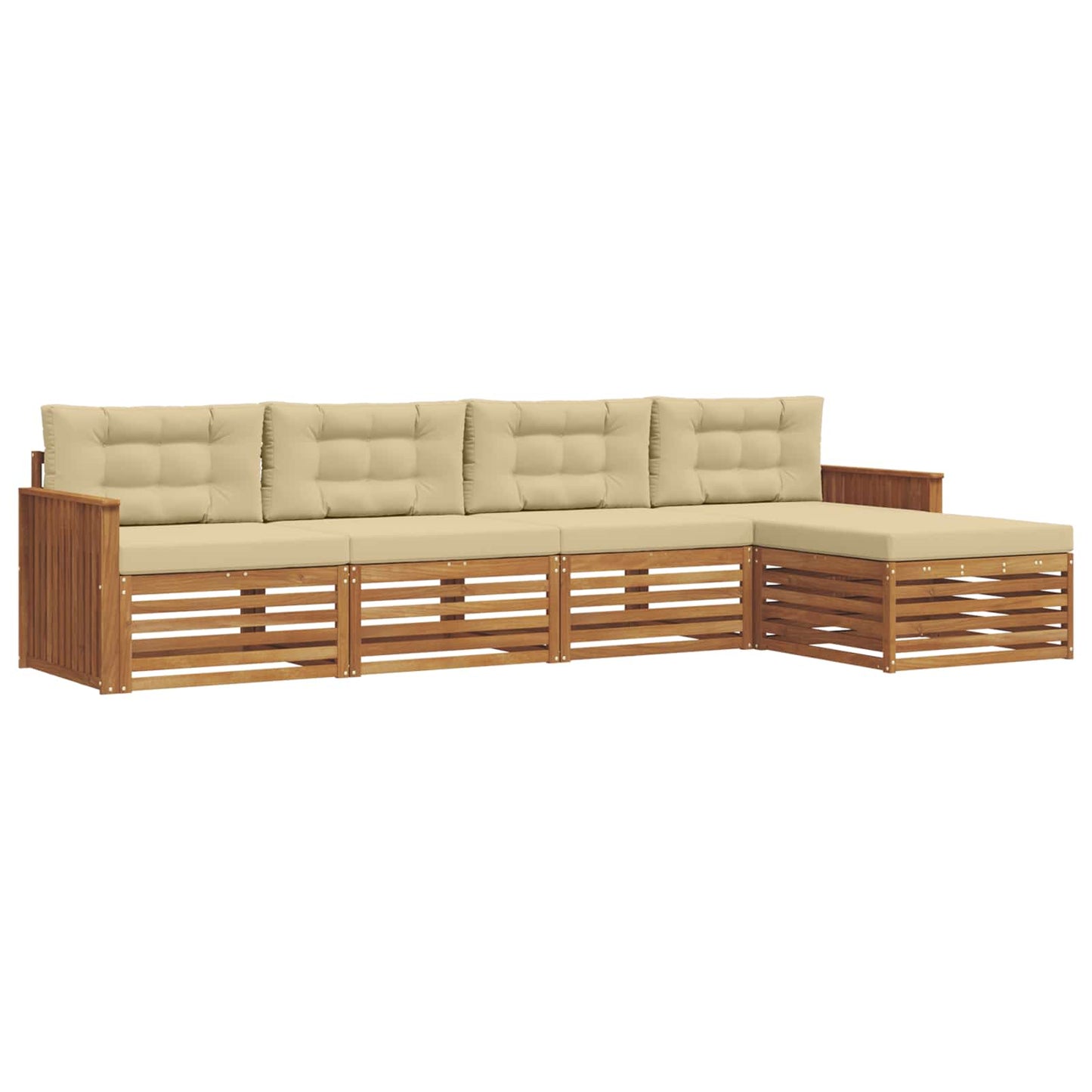 Buiten bankenset met kussen 5 pcs Natuurlijk en Beige is nu te koop bij PeponiXL, paradijselijk wonen!