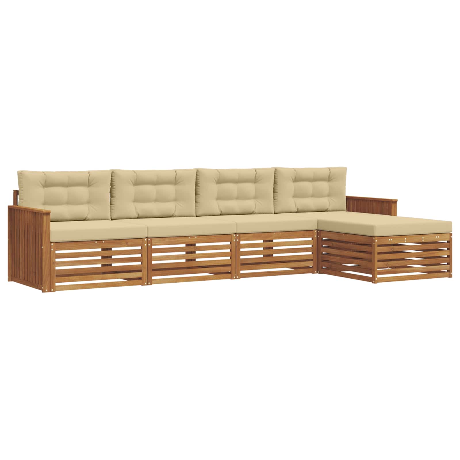 Buiten bankenset met kussen 5 pcs Natuurlijk en Beige is nu te koop bij PeponiXL, paradijselijk wonen!