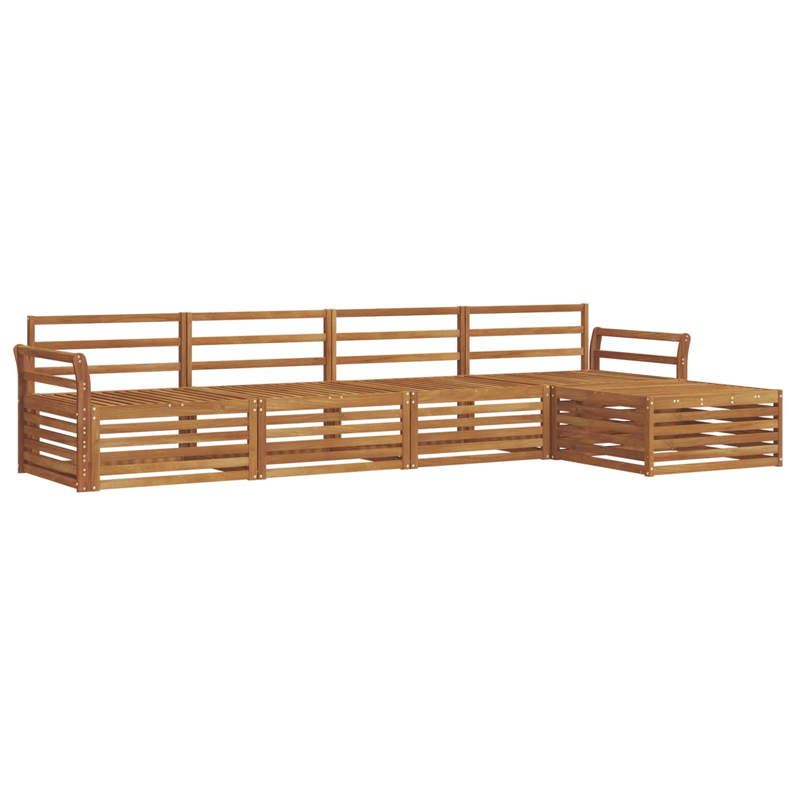 Buiten bankenset 5 pcs Naturel Massief Acaciahout is nu te koop bij PeponiXL, paradijselijk wonen!