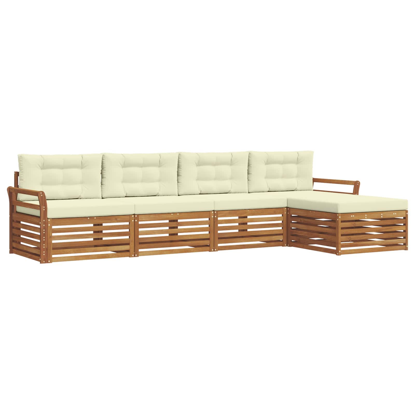 Buiten bankenset met kussen 5 pcs Natuurlijk en Crème is nu te koop bij PeponiXL, paradijselijk wonen!
