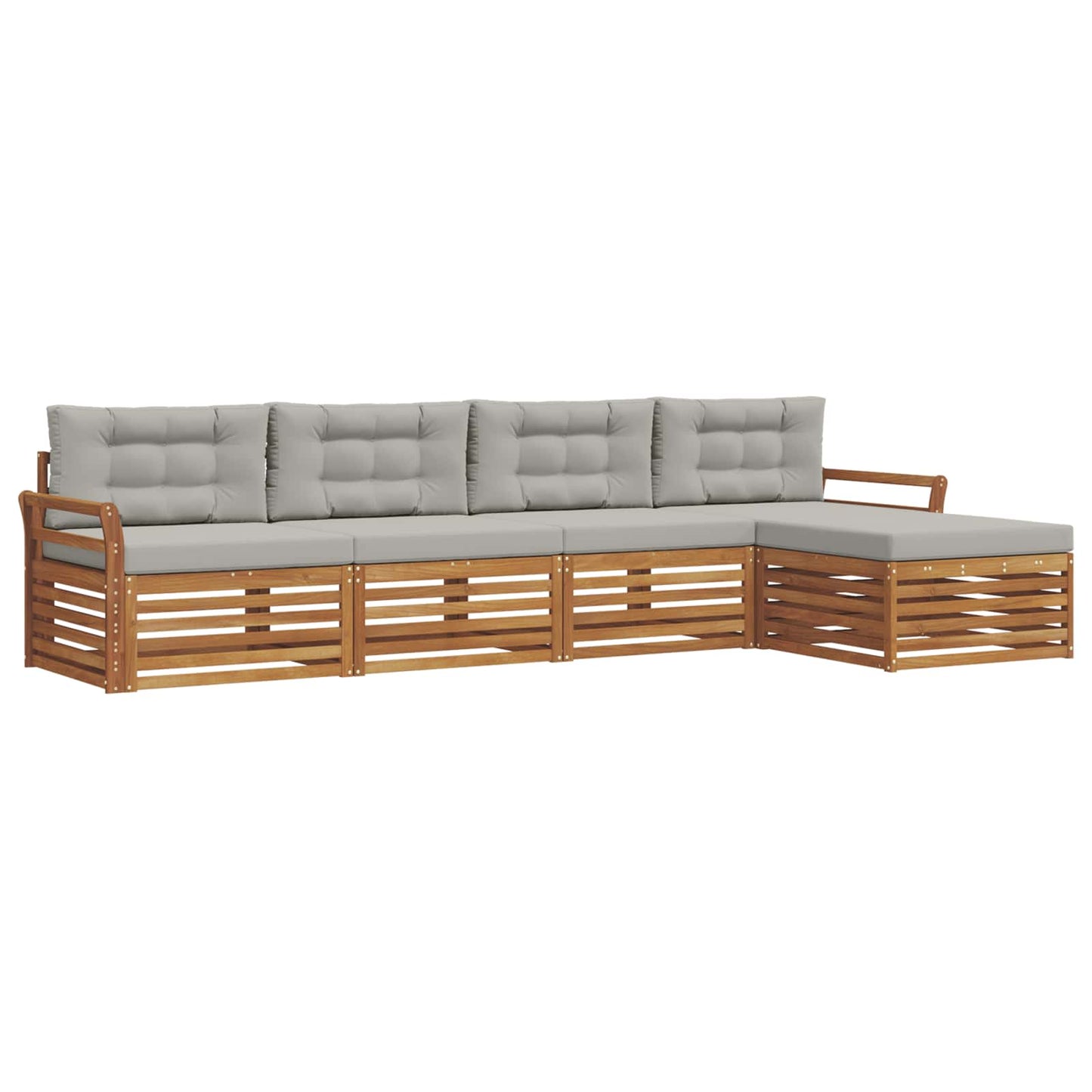 Buiten bankenset met kussen 5 pcs Natuurlijk en Lichtgrijs is nu te koop bij PeponiXL, paradijselijk wonen!