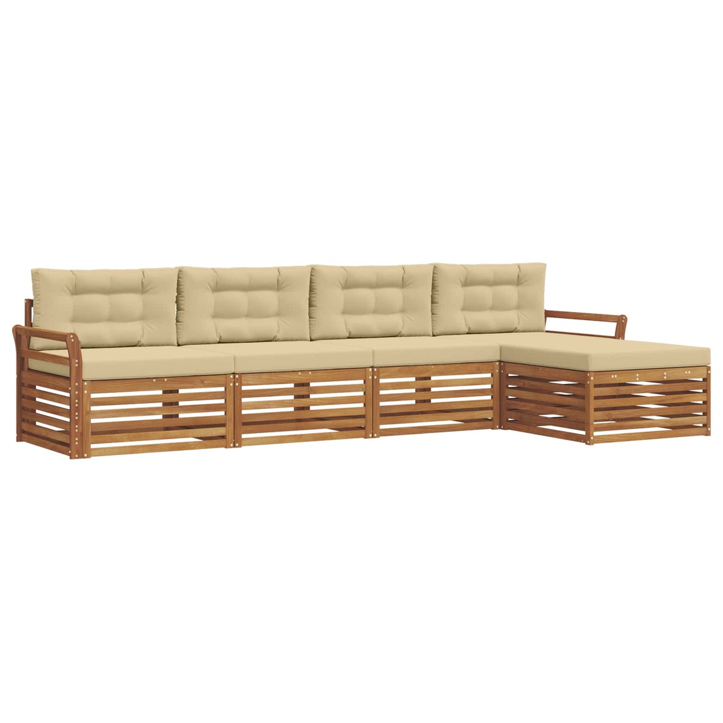 Buiten bankenset met kussen 5 pcs Natuurlijk en Beige is nu te koop bij PeponiXL, paradijselijk wonen!