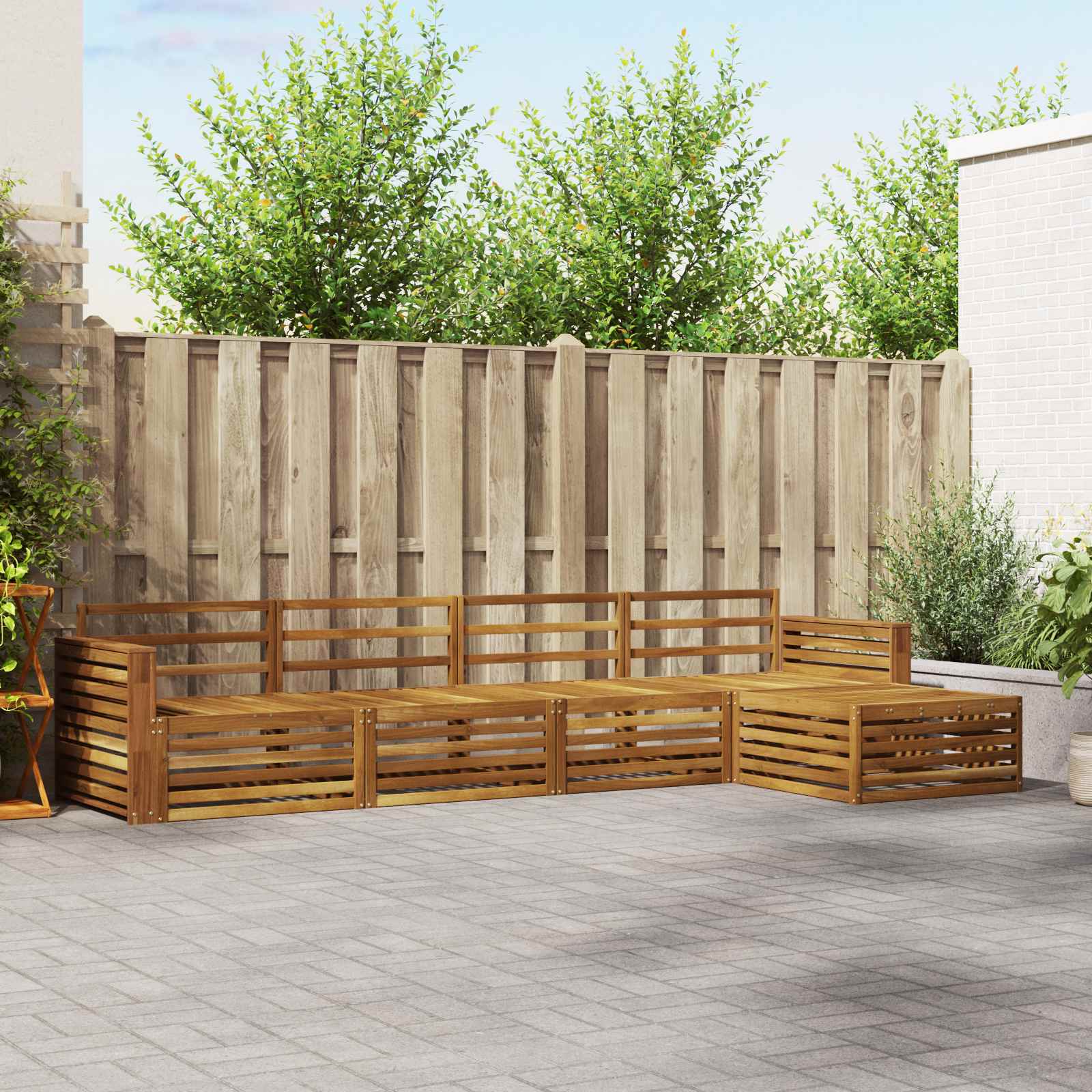 Buiten bankenset 5 pcs Naturel Massief Acaciahout is nu te koop bij PeponiXL, paradijselijk wonen!