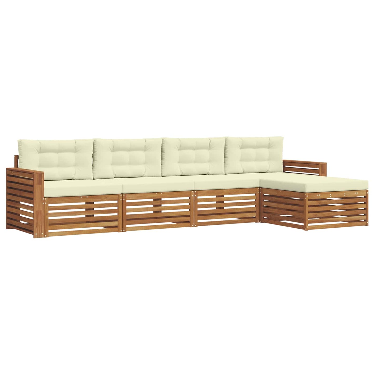 Buiten bankenset met kussen 5 pcs Natuurlijk en Crème is nu te koop bij PeponiXL, paradijselijk wonen!