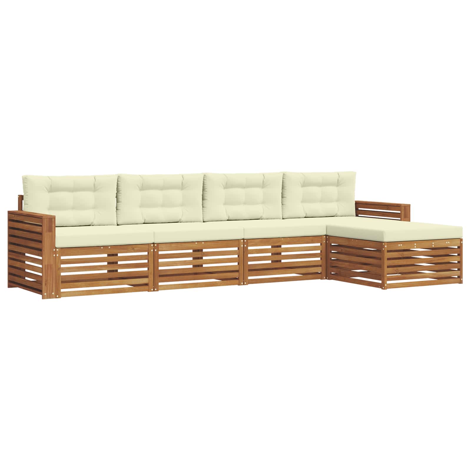 Buiten bankenset met kussen 5 pcs Natuurlijk en Crème is nu te koop bij PeponiXL, paradijselijk wonen!