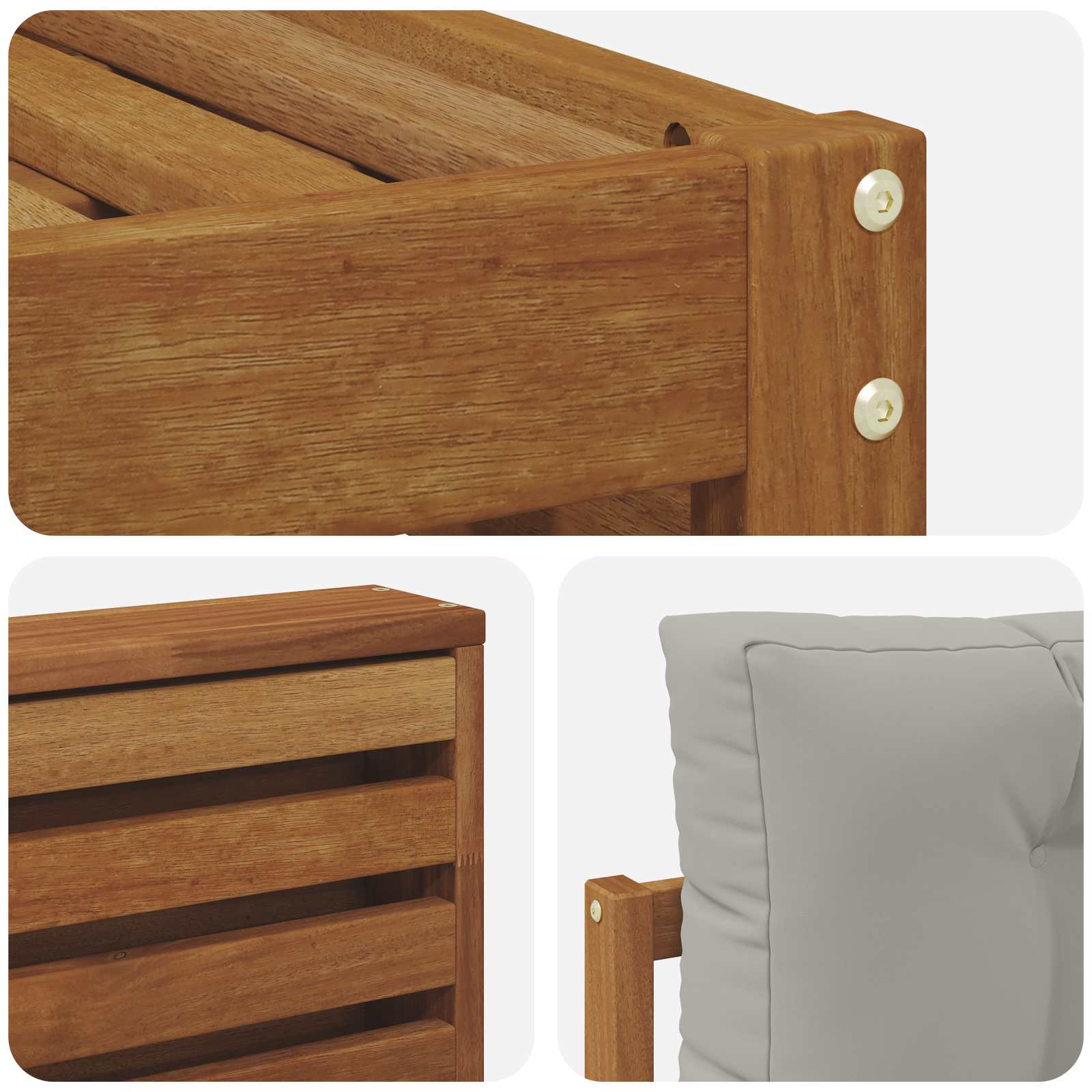Buiten bankenset met kussen 5 pcs Natuurlijk en Lichtgrijs is nu te koop bij PeponiXL, paradijselijk wonen!