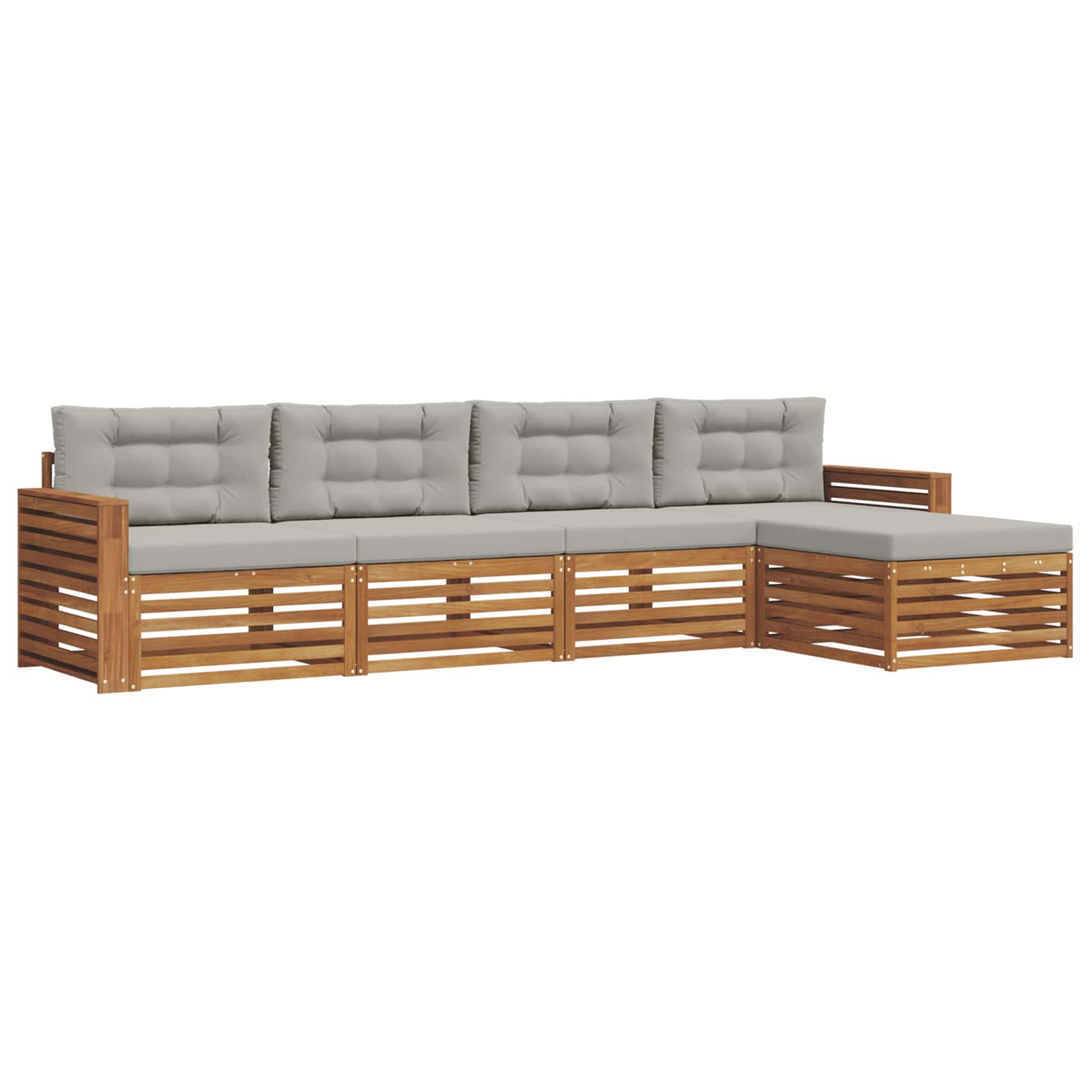 Buiten bankenset met kussen 5 pcs Natuurlijk en Lichtgrijs is nu te koop bij PeponiXL, paradijselijk wonen!