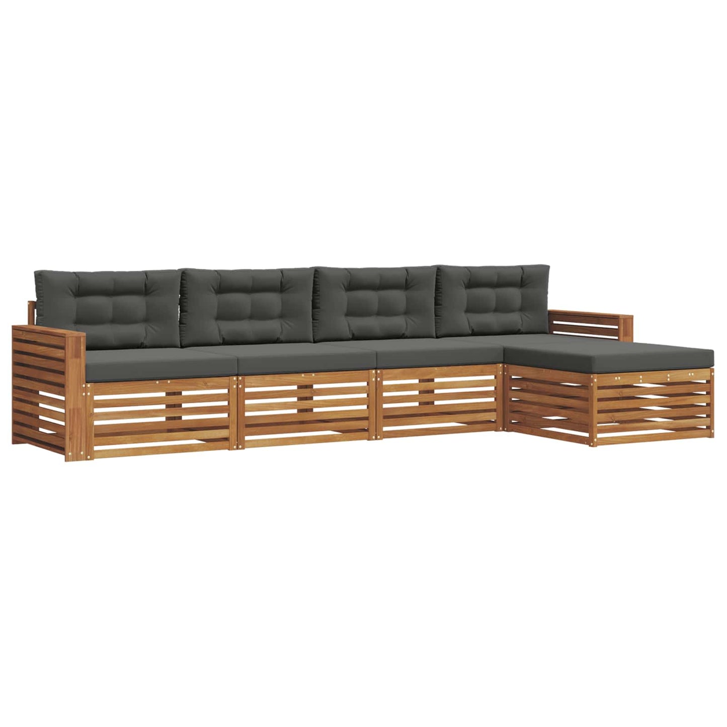 Buiten bankenset met kussen 5 pcs Natuurlijk en Antraciet is nu te koop bij PeponiXL, paradijselijk wonen!