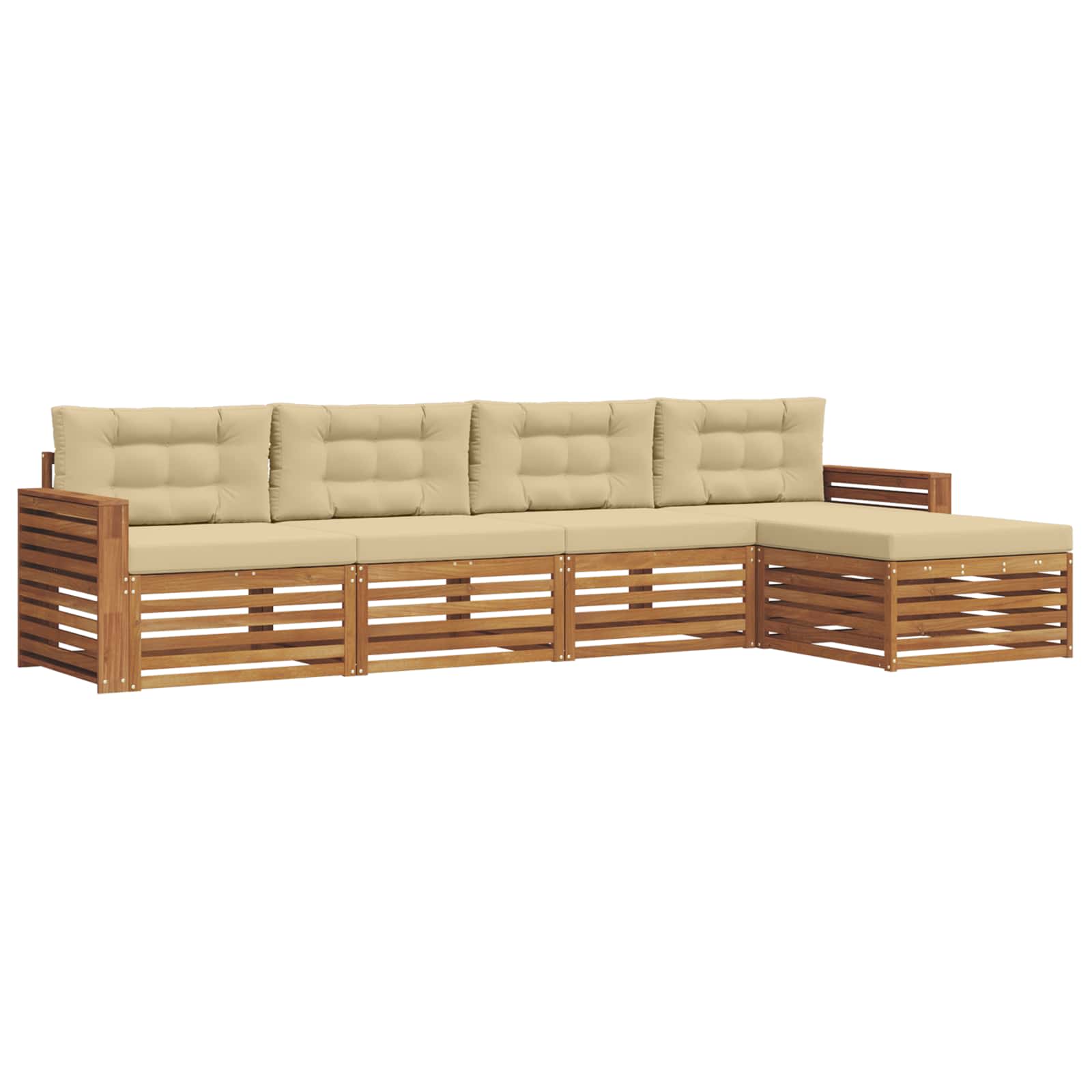 Buiten bankenset met kussen 5 pcs Natuurlijk en Beige is nu te koop bij PeponiXL, paradijselijk wonen!