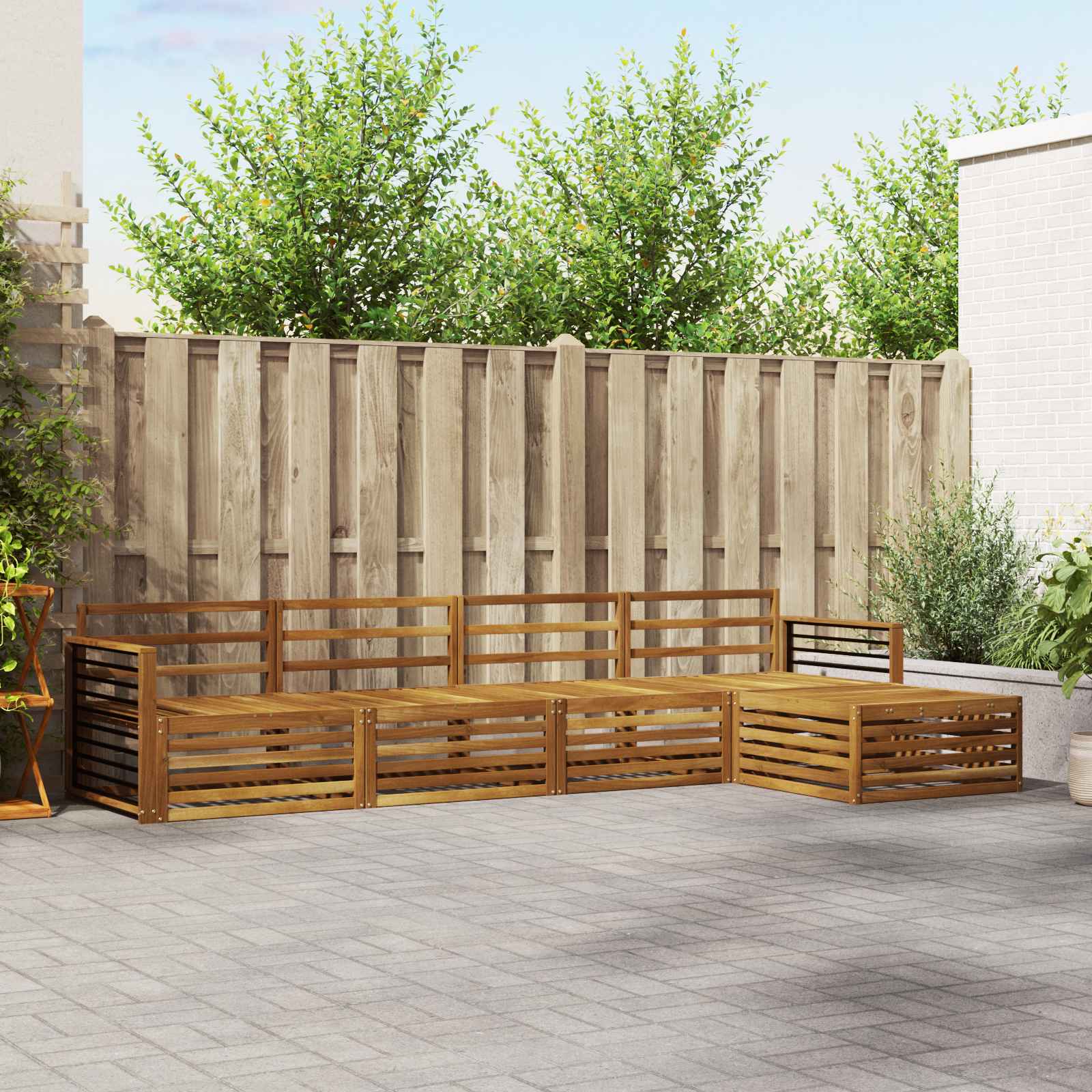 Buiten bankenset 5 pcs Naturel Massief Acaciahout is nu te koop bij PeponiXL, paradijselijk wonen!