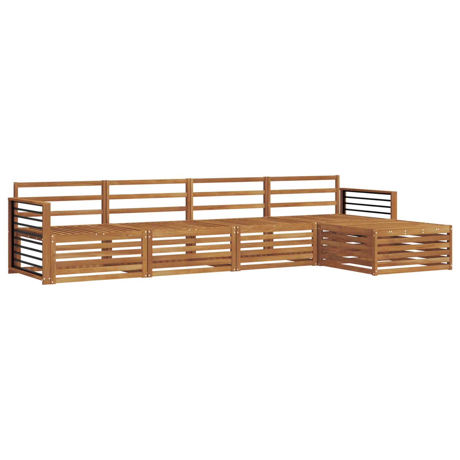 Buiten bankenset 5 pcs Naturel Massief Acaciahout is nu te koop bij PeponiXL, paradijselijk wonen!