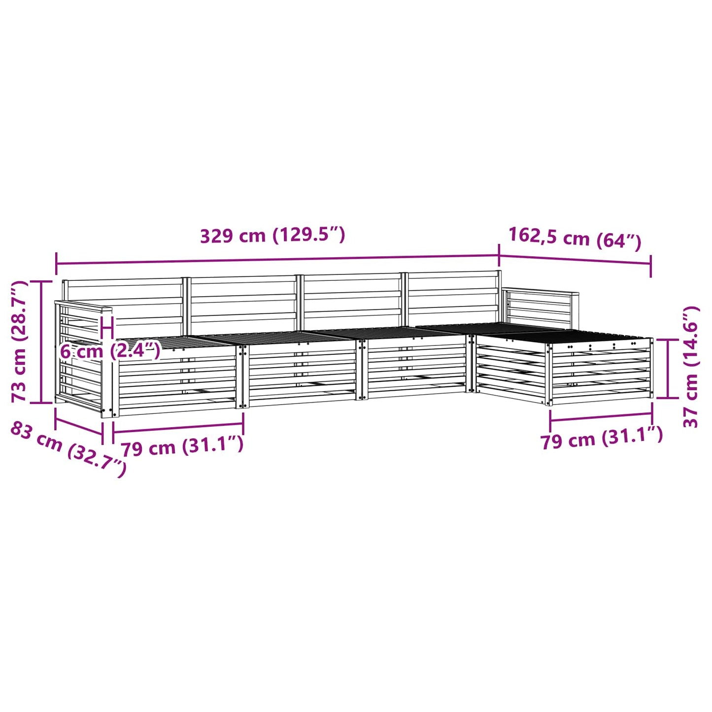 Buiten bankenset 5 pcs Naturel Massief Acaciahout is nu te koop bij PeponiXL, paradijselijk wonen!
