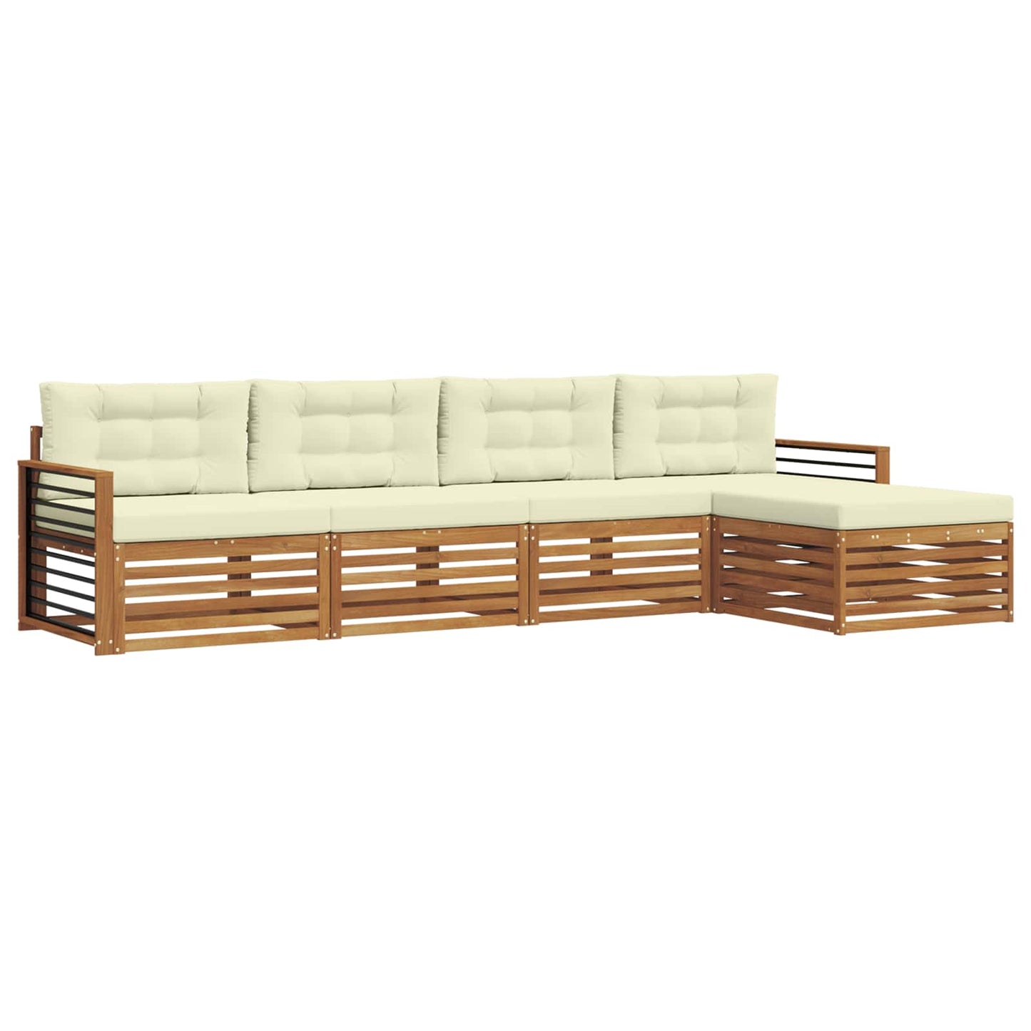 Buiten bankenset met kussen 5 pcs Natuurlijk en Crème is nu te koop bij PeponiXL, paradijselijk wonen!