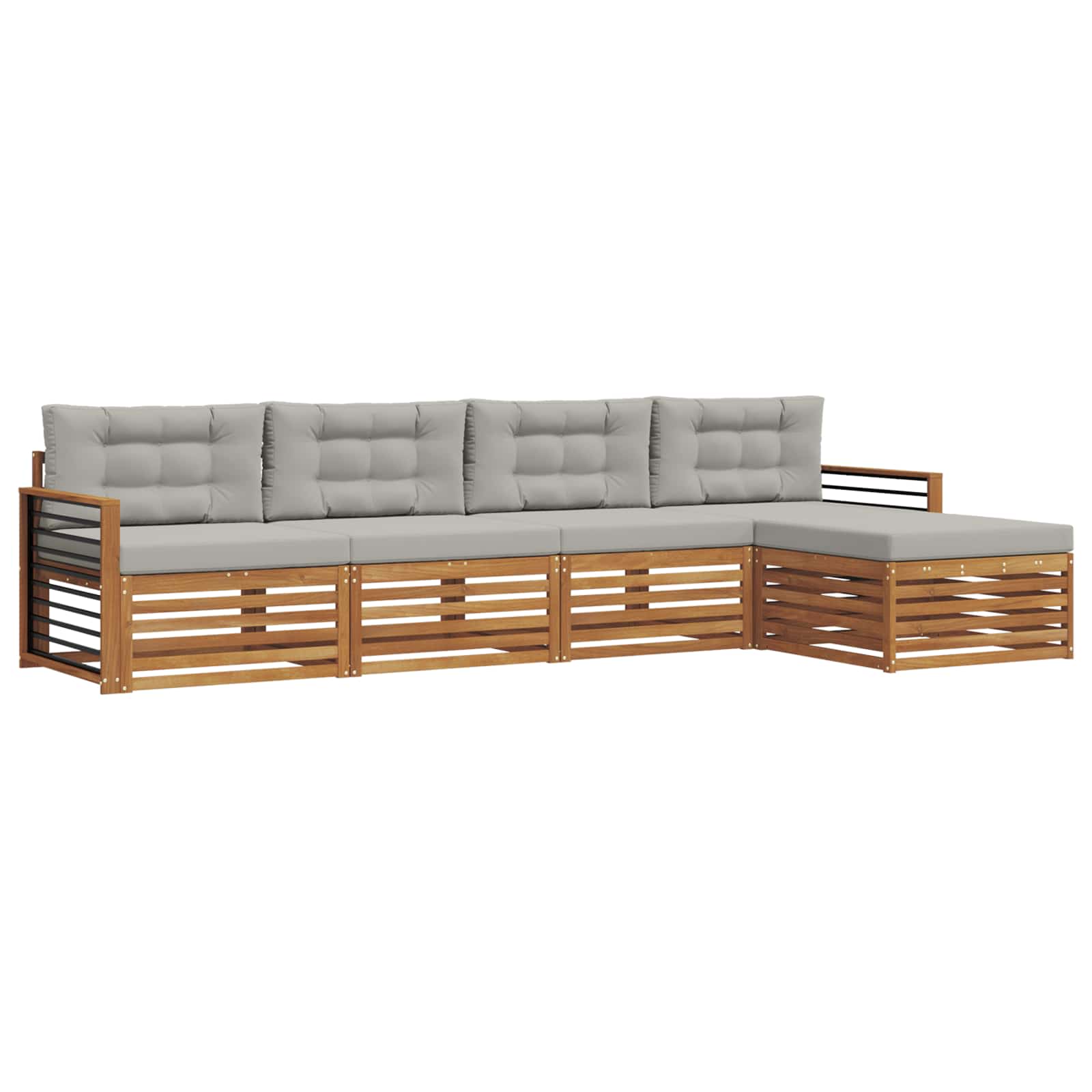 Buiten bankenset met kussen 5 pcs Natuurlijk en Lichtgrijs is nu te koop bij PeponiXL, paradijselijk wonen!