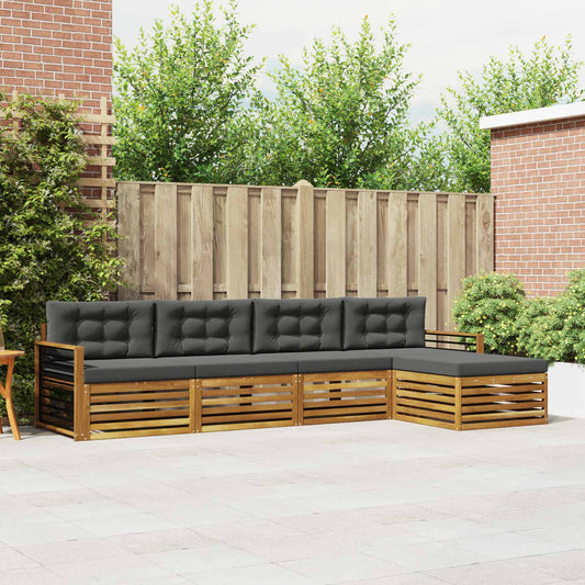 Buiten bankenset met kussen 5 pcs Natuurlijk en Antraciet is nu te koop bij PeponiXL, paradijselijk wonen!