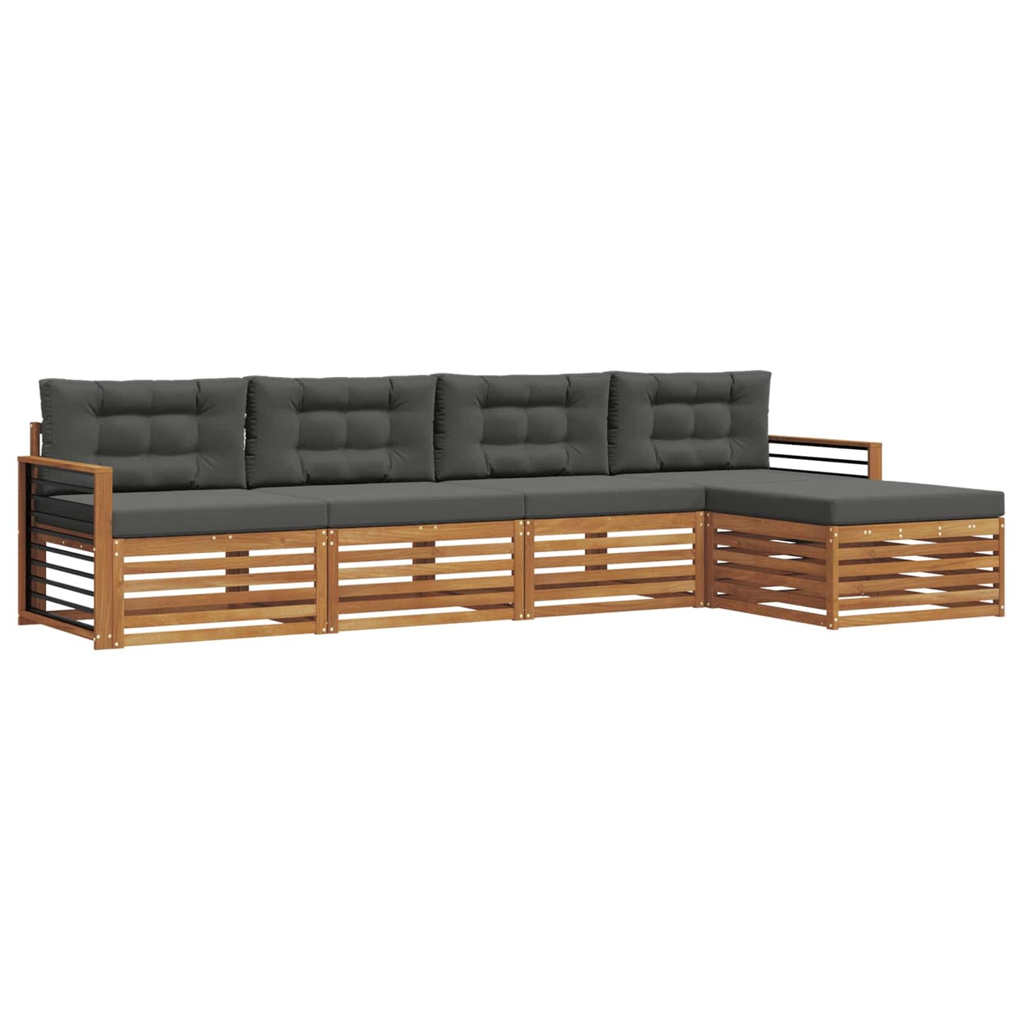 Buiten bankenset met kussen 5 pcs Natuurlijk en Antraciet is nu te koop bij PeponiXL, paradijselijk wonen!