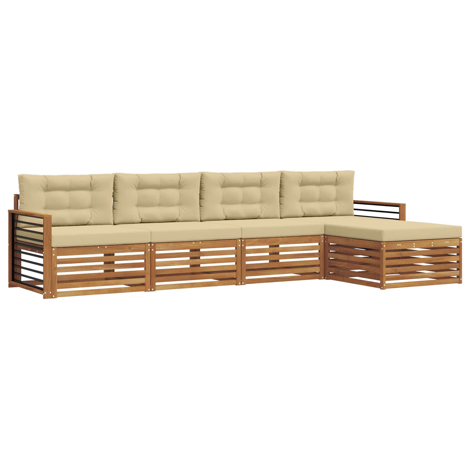 Buiten bankenset met kussen 5 pcs Natuurlijk en Beige is nu te koop bij PeponiXL, paradijselijk wonen!