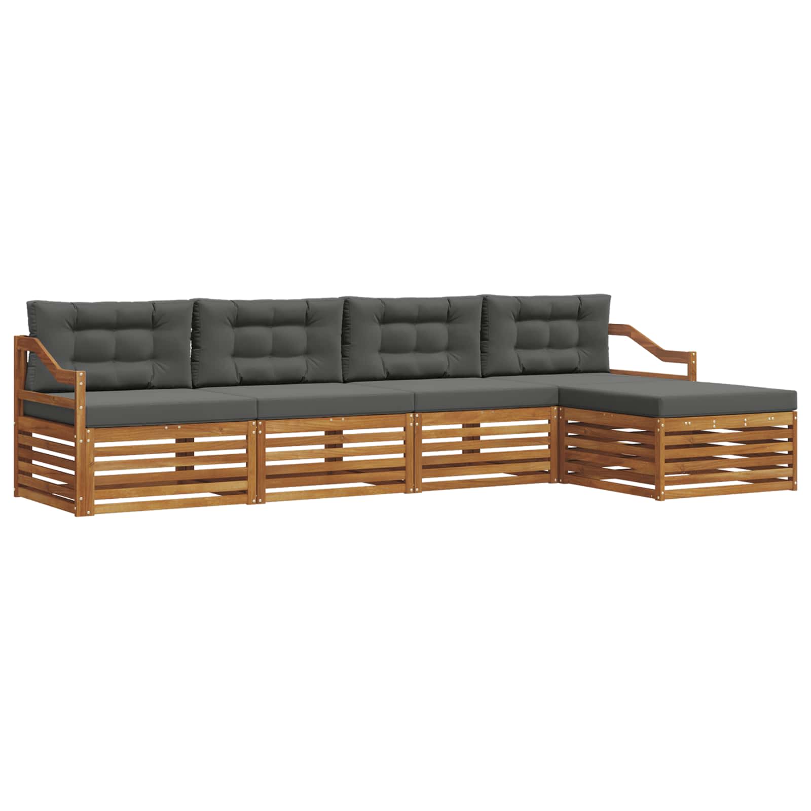 Buiten bankenset met kussen 5 pcs Natuurlijk en Antraciet is nu te koop bij PeponiXL, paradijselijk wonen!