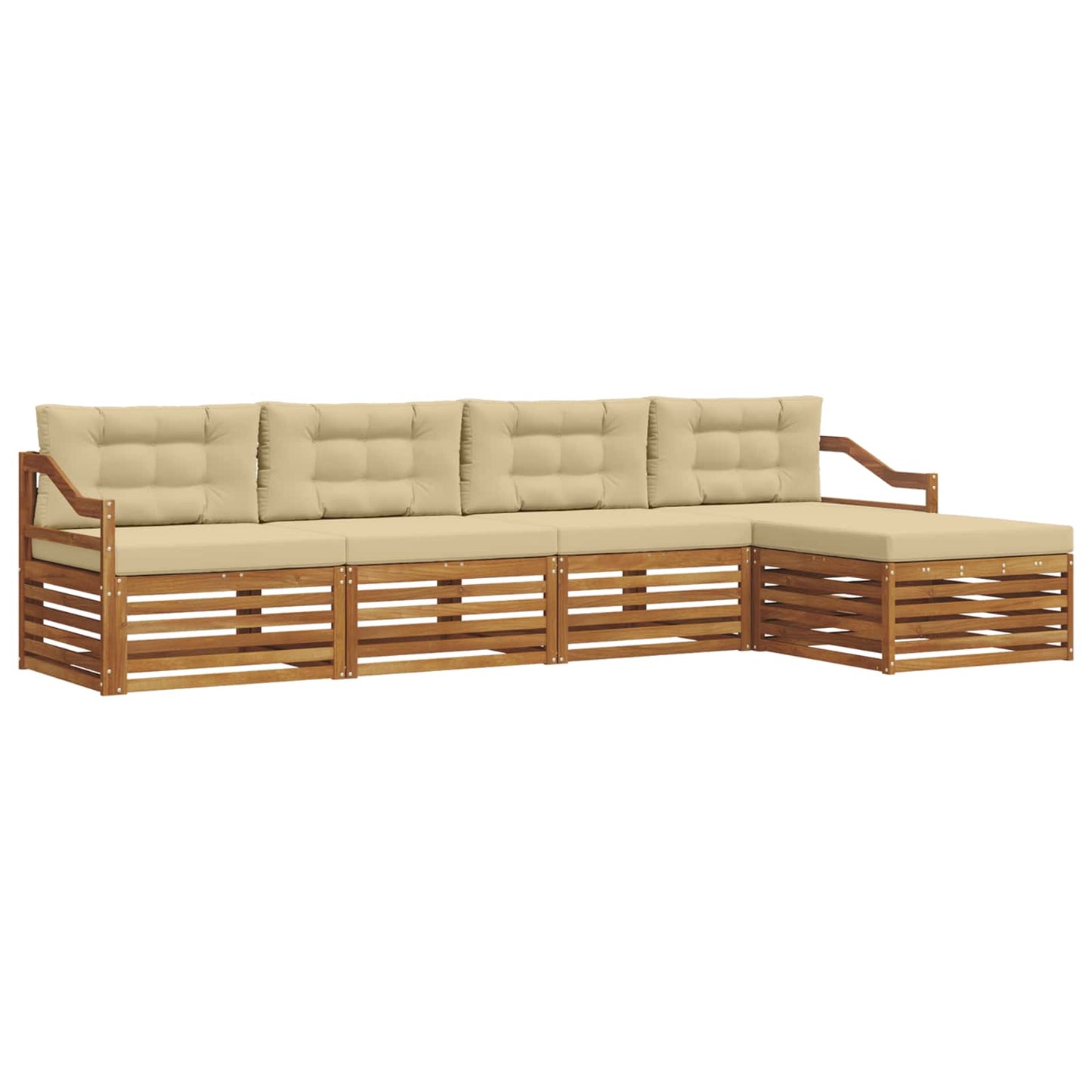 Buiten bankenset met kussen 5 pcs Natuurlijk en Beige is nu te koop bij PeponiXL, paradijselijk wonen!