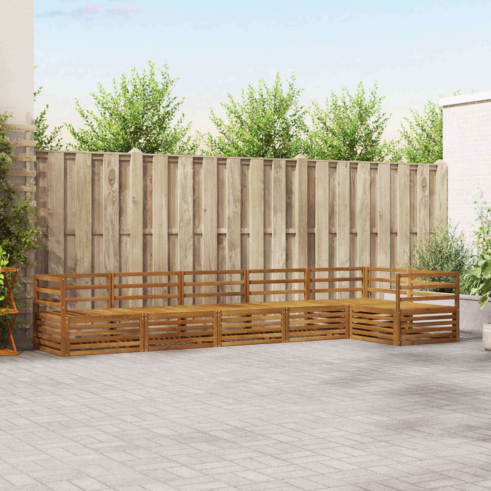 Buiten bankenset 6 pcs Naturel Massief Acaciahout is nu te koop bij PeponiXL, paradijselijk wonen!