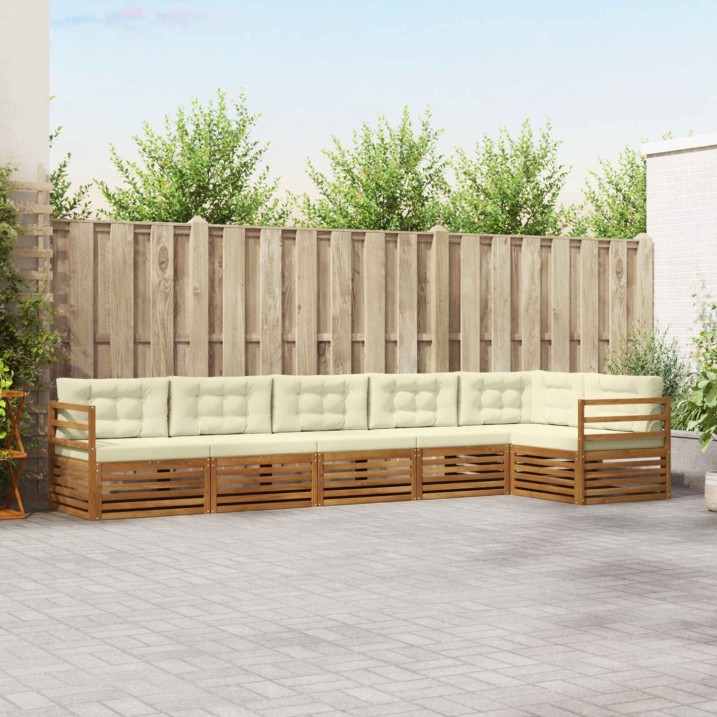 Buiten bankenset met kussen 6 pcs Natuurlijk en Crème is nu te koop bij PeponiXL, paradijselijk wonen!