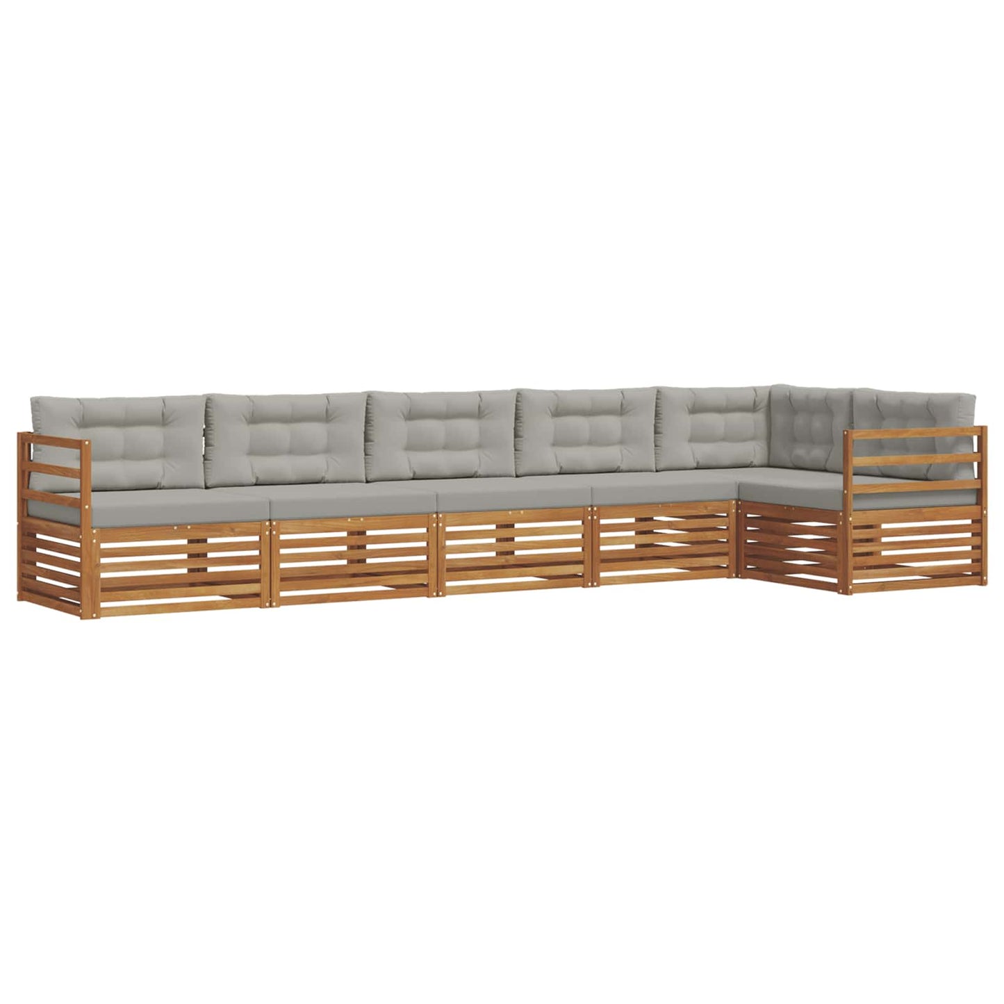 Buiten bankenset met kussen 6 pcs Natuurlijk en Lichtgrijs is nu te koop bij PeponiXL, paradijselijk wonen!