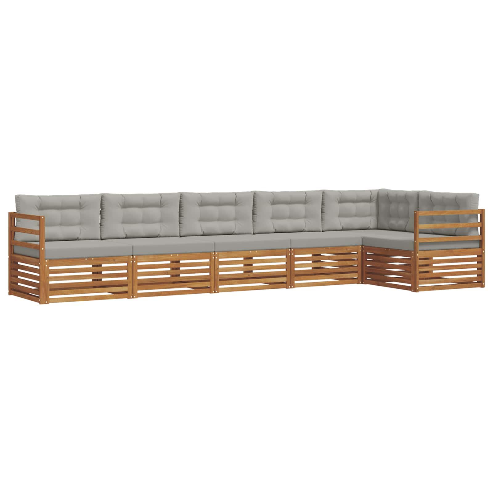 Buiten bankenset met kussen 6 pcs Natuurlijk en Lichtgrijs is nu te koop bij PeponiXL, paradijselijk wonen!