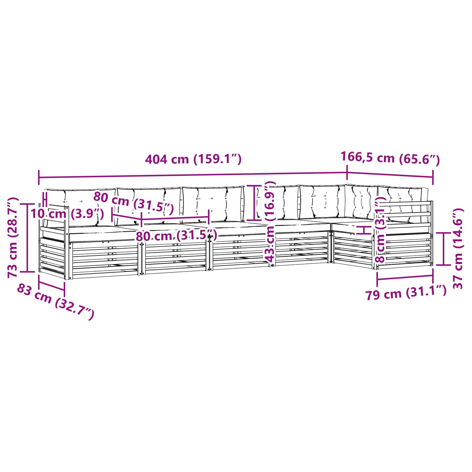 Buiten bankenset met kussen 6 pcs Natuurlijk en Lichtgrijs is nu te koop bij PeponiXL, paradijselijk wonen!