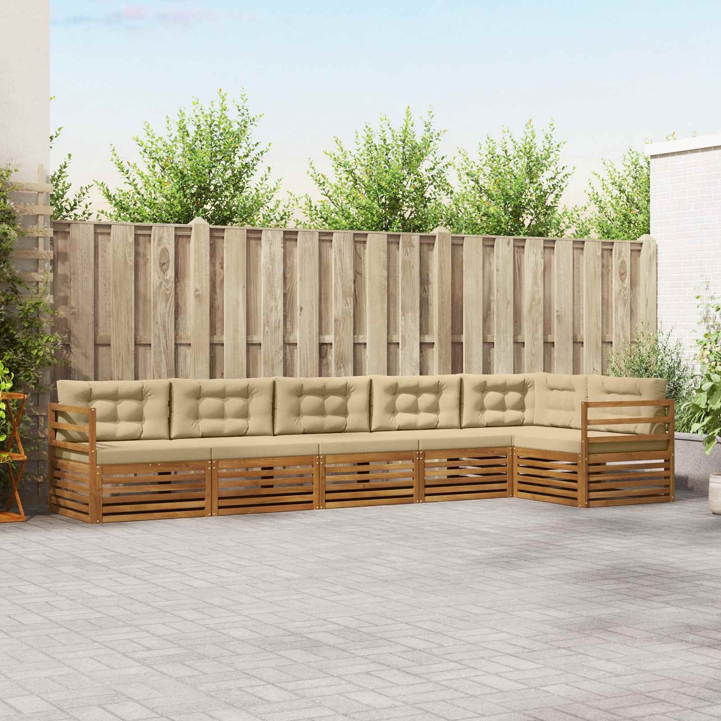 Buiten bankenset met kussen 6 pcs Natuurlijk en Beige is nu te koop bij PeponiXL, paradijselijk wonen!