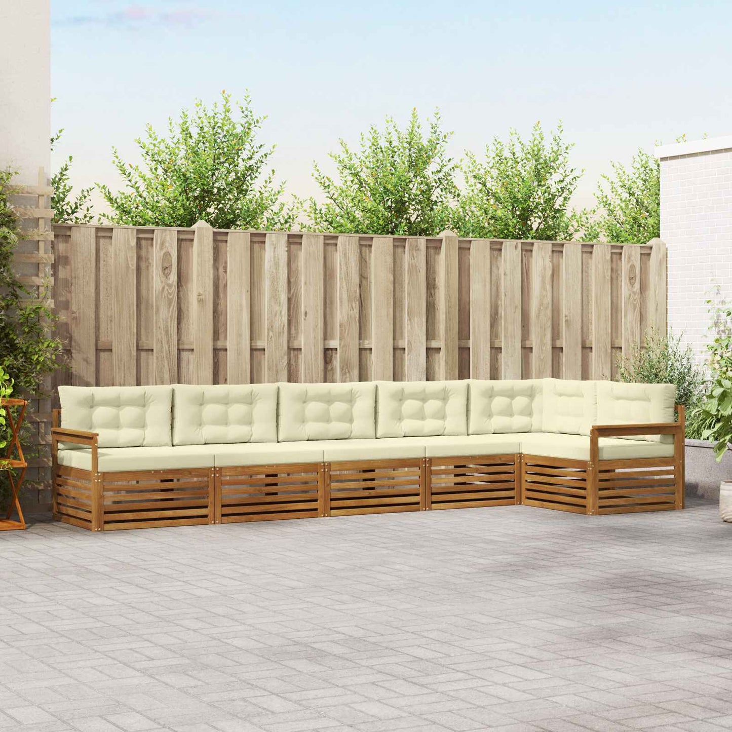 Buiten bankenset met kussen 6 pcs Natuurlijk en Crème is nu te koop bij PeponiXL, paradijselijk wonen!