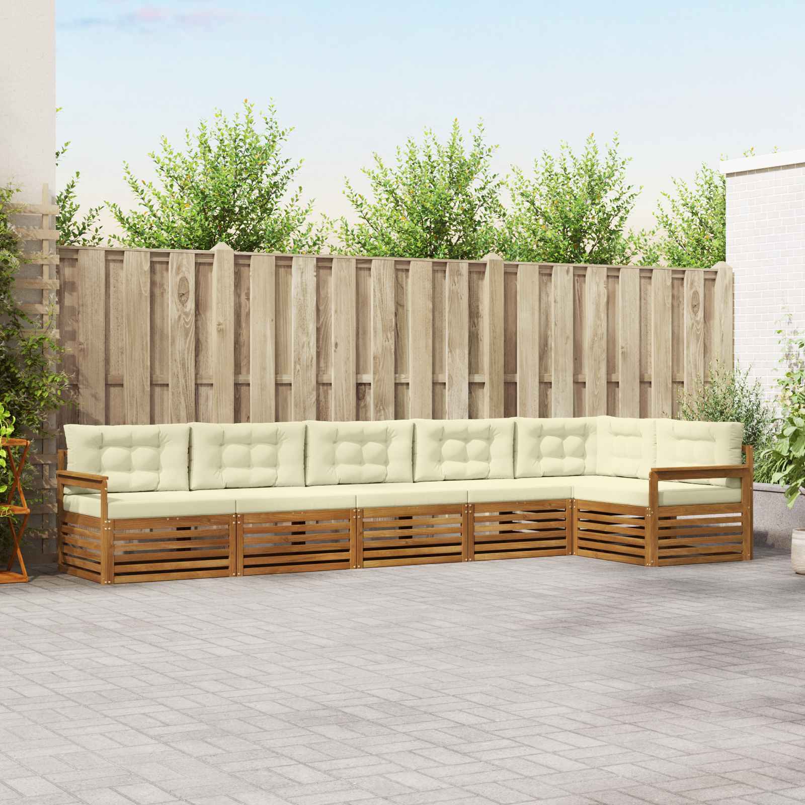Buiten bankenset met kussen 6 pcs Natuurlijk en Crème is nu te koop bij PeponiXL, paradijselijk wonen!
