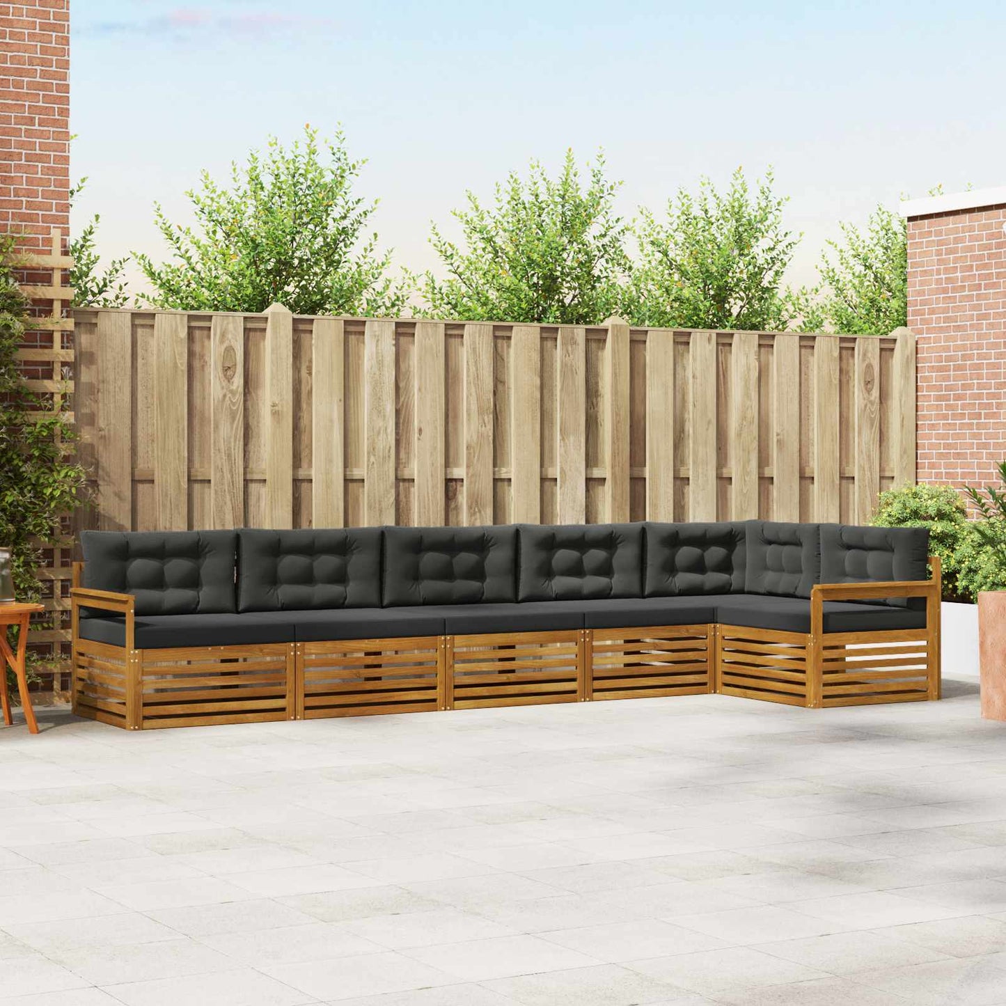 Buiten bankenset met kussen 6 pcs Natuurlijk en Antraciet is nu te koop bij PeponiXL, paradijselijk wonen!