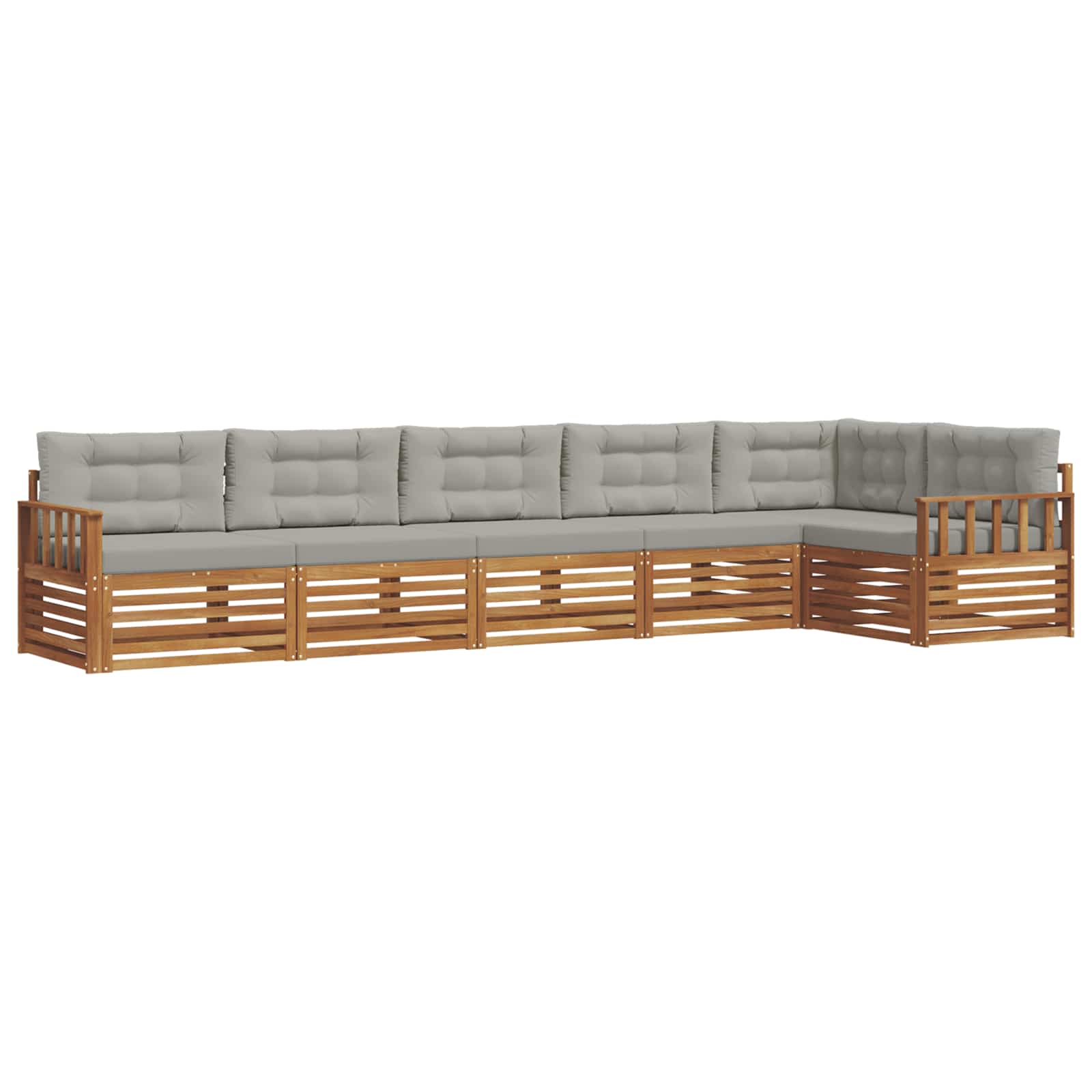 Buiten bankenset met kussen 6 pcs Natuurlijk en Lichtgrijs is nu te koop bij PeponiXL, paradijselijk wonen!