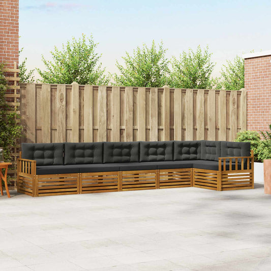 Buiten bankenset met kussen 6 pcs Natuurlijk en Antraciet is nu te koop bij PeponiXL, paradijselijk wonen!