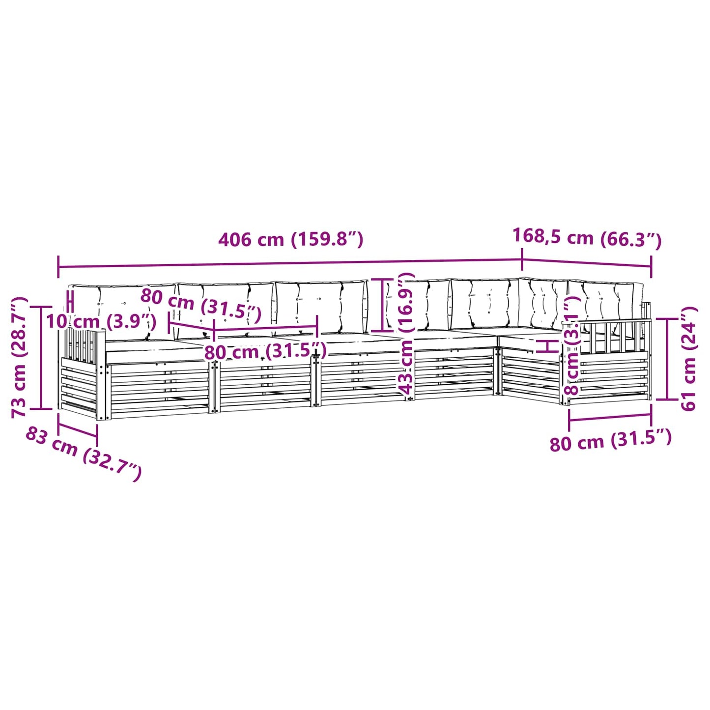 Buiten bankenset met kussen 6 pcs Natuurlijk en Antraciet is nu te koop bij PeponiXL, paradijselijk wonen!
