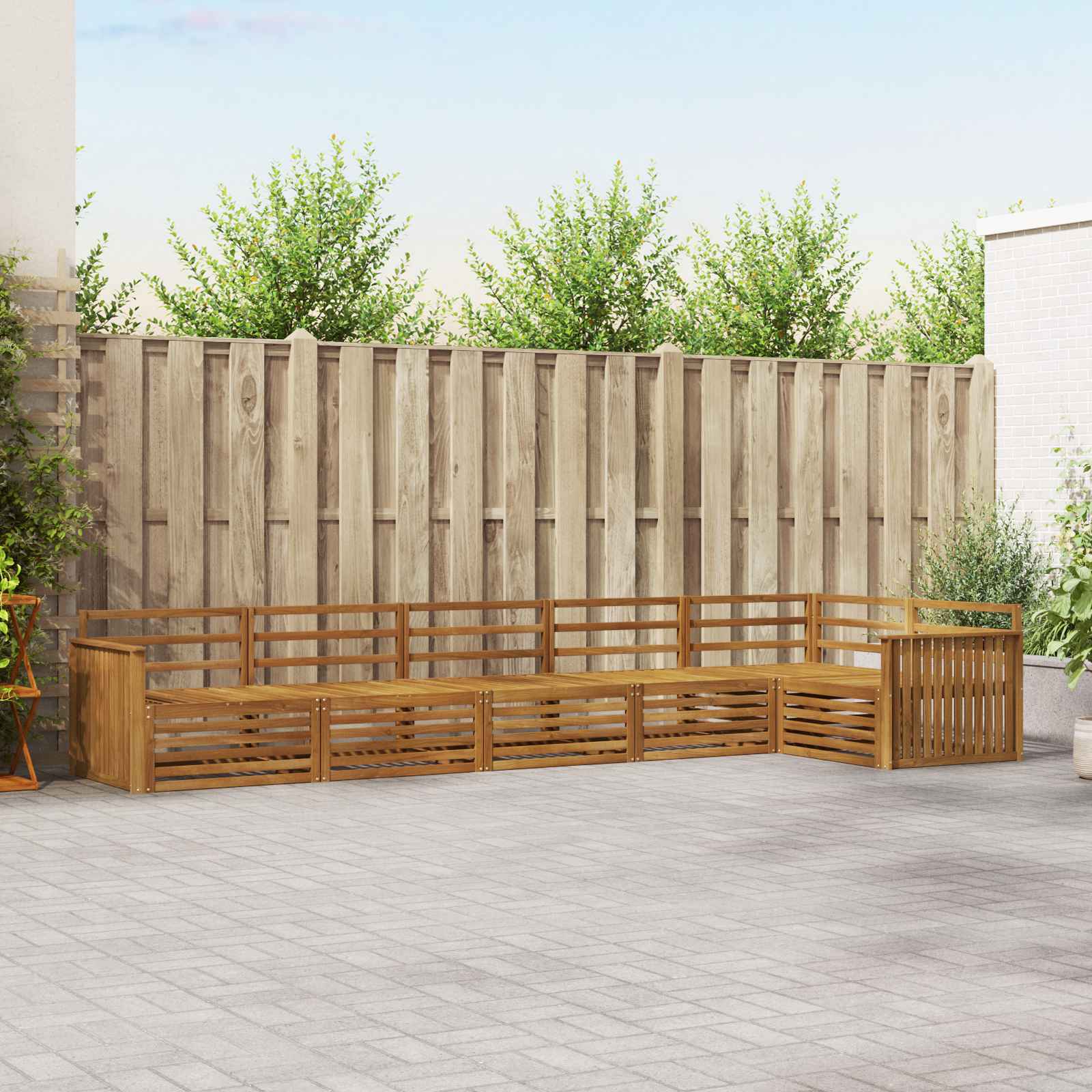 Buiten bankenset 6 pcs Naturel Massief Acaciahout is nu te koop bij PeponiXL, paradijselijk wonen!