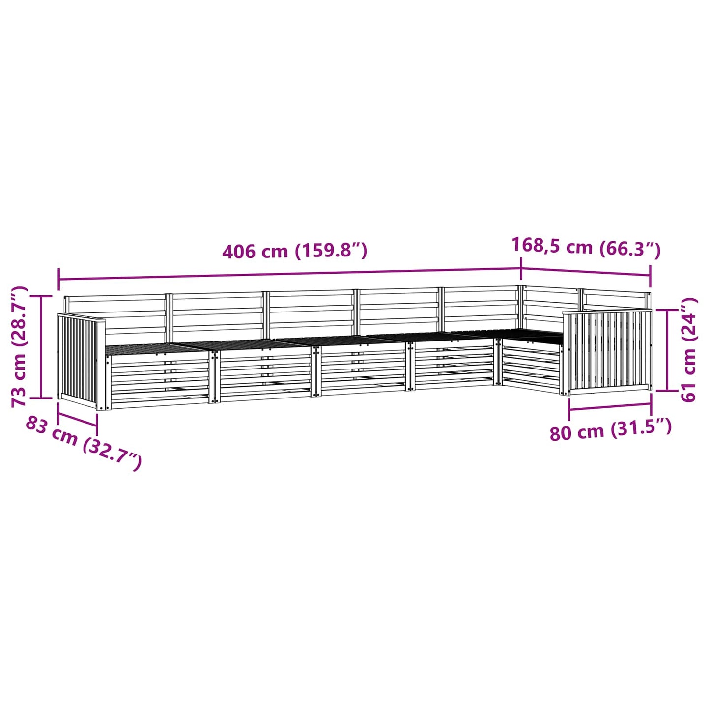 Buiten bankenset 6 pcs Naturel Massief Acaciahout is nu te koop bij PeponiXL, paradijselijk wonen!