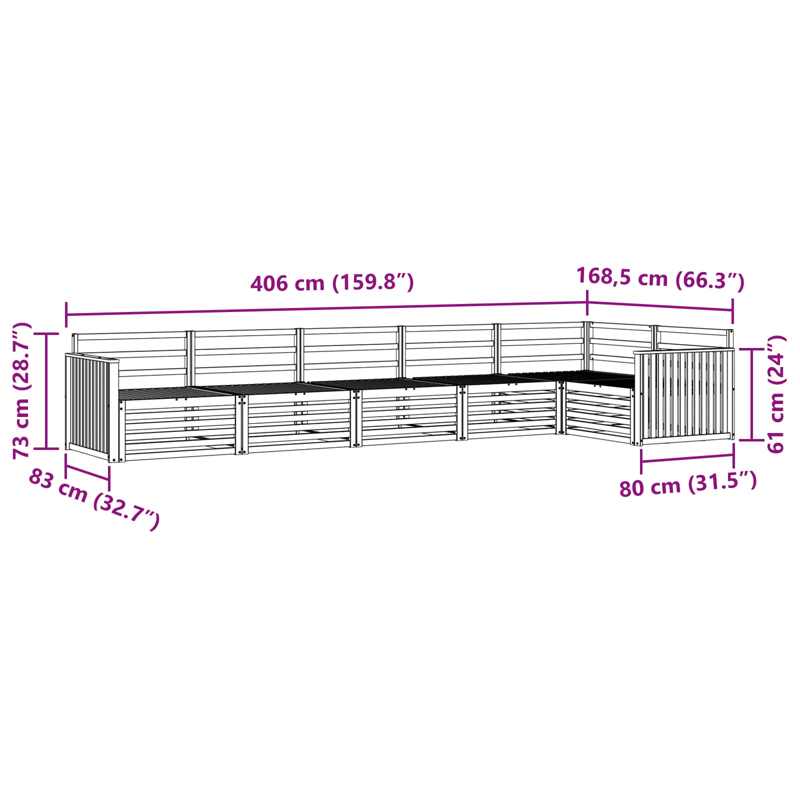 Buiten bankenset 6 pcs Naturel Massief Acaciahout is nu te koop bij PeponiXL, paradijselijk wonen!