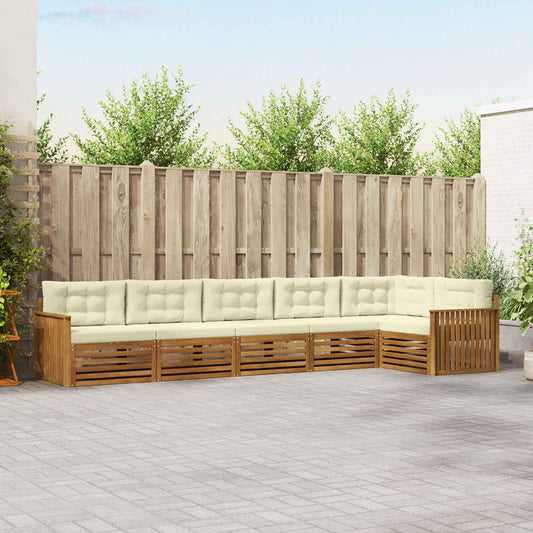 Buiten bankenset met kussen 6 pcs Natuurlijk en Crème is nu te koop bij PeponiXL, paradijselijk wonen!