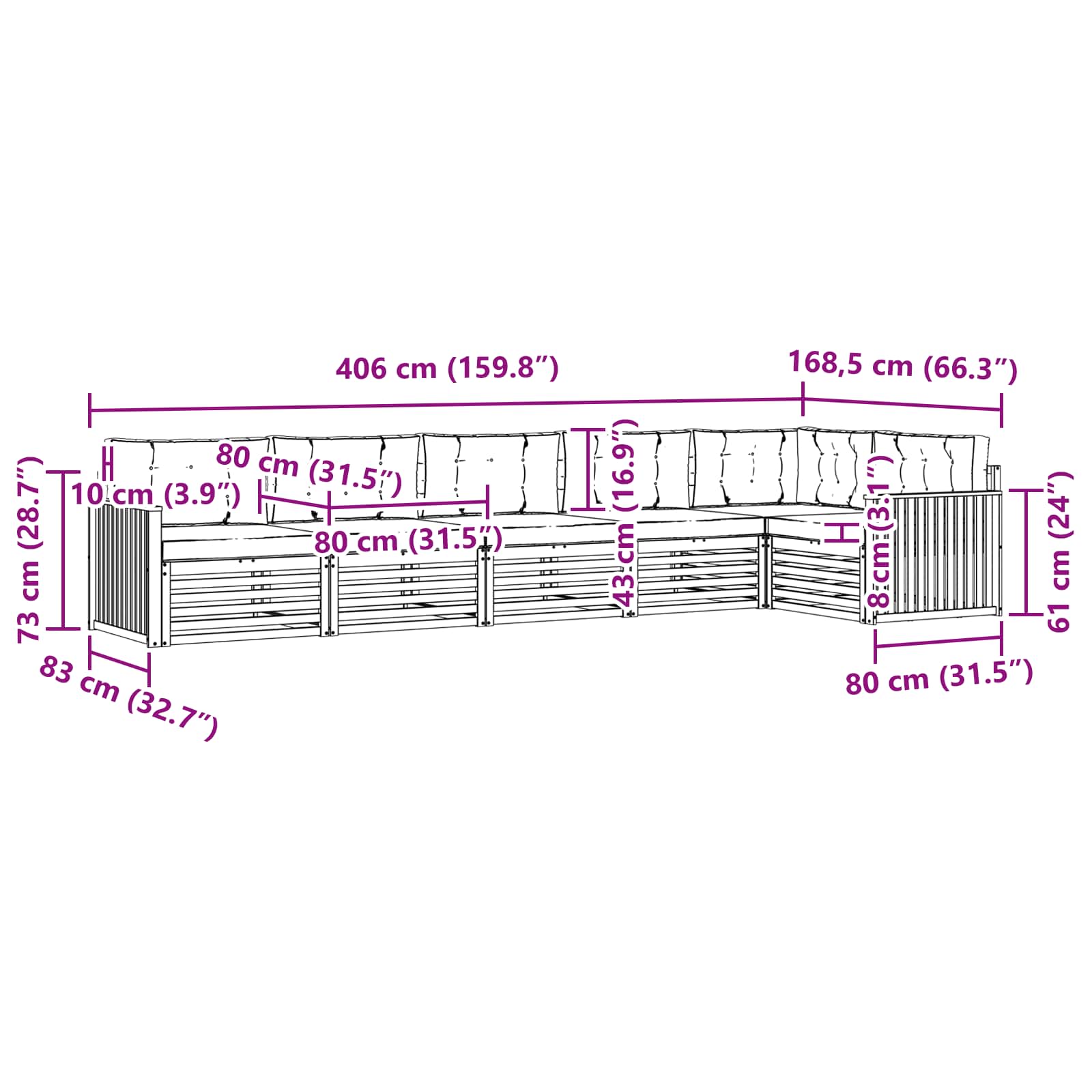 Buiten bankenset met kussen 6 pcs Natuurlijk en Crème is nu te koop bij PeponiXL, paradijselijk wonen!
