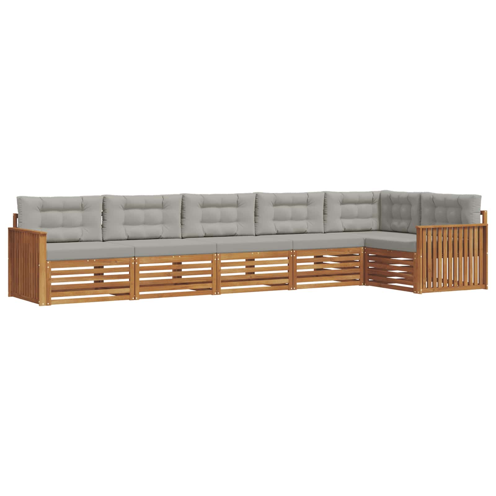 Buiten bankenset met kussen 6 pcs Natuurlijk en Lichtgrijs is nu te koop bij PeponiXL, paradijselijk wonen!