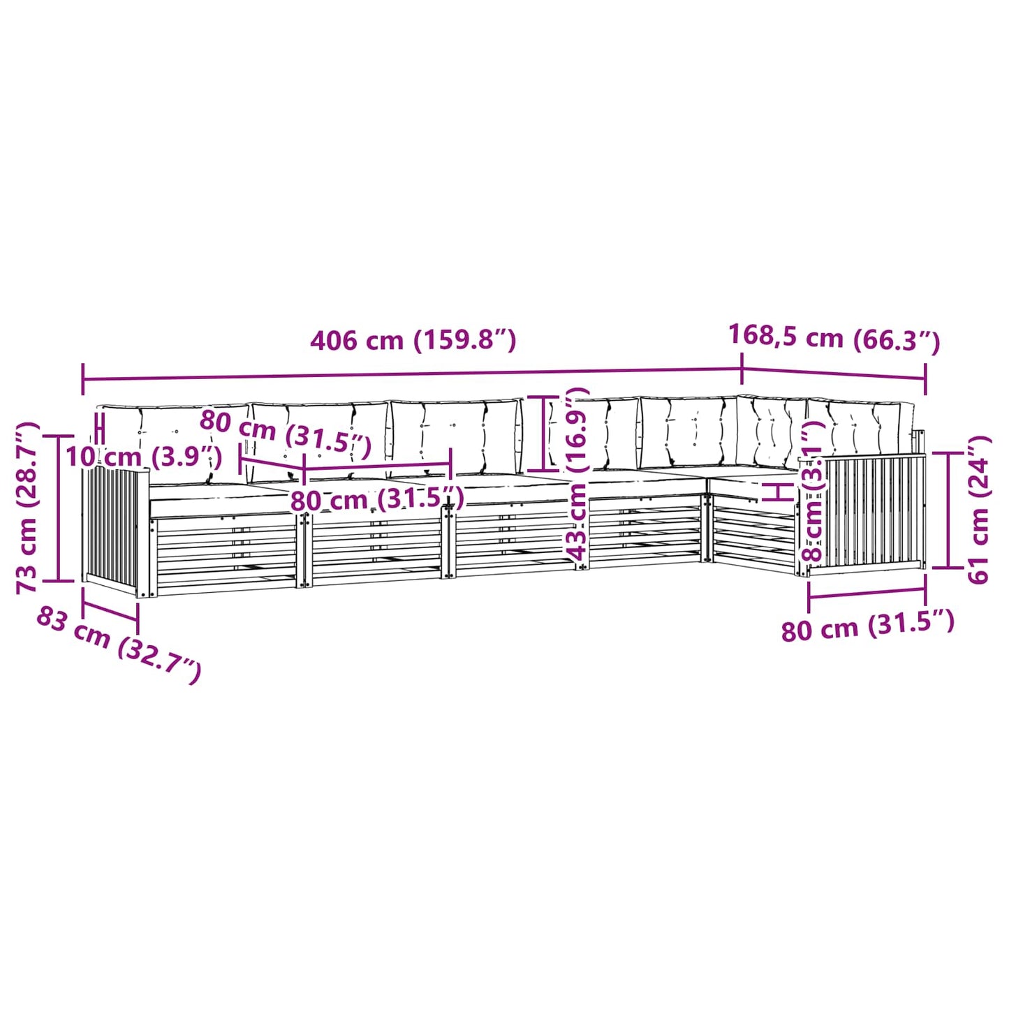 Buiten bankenset met kussen 6 pcs Natuurlijk en Antraciet is nu te koop bij PeponiXL, paradijselijk wonen!