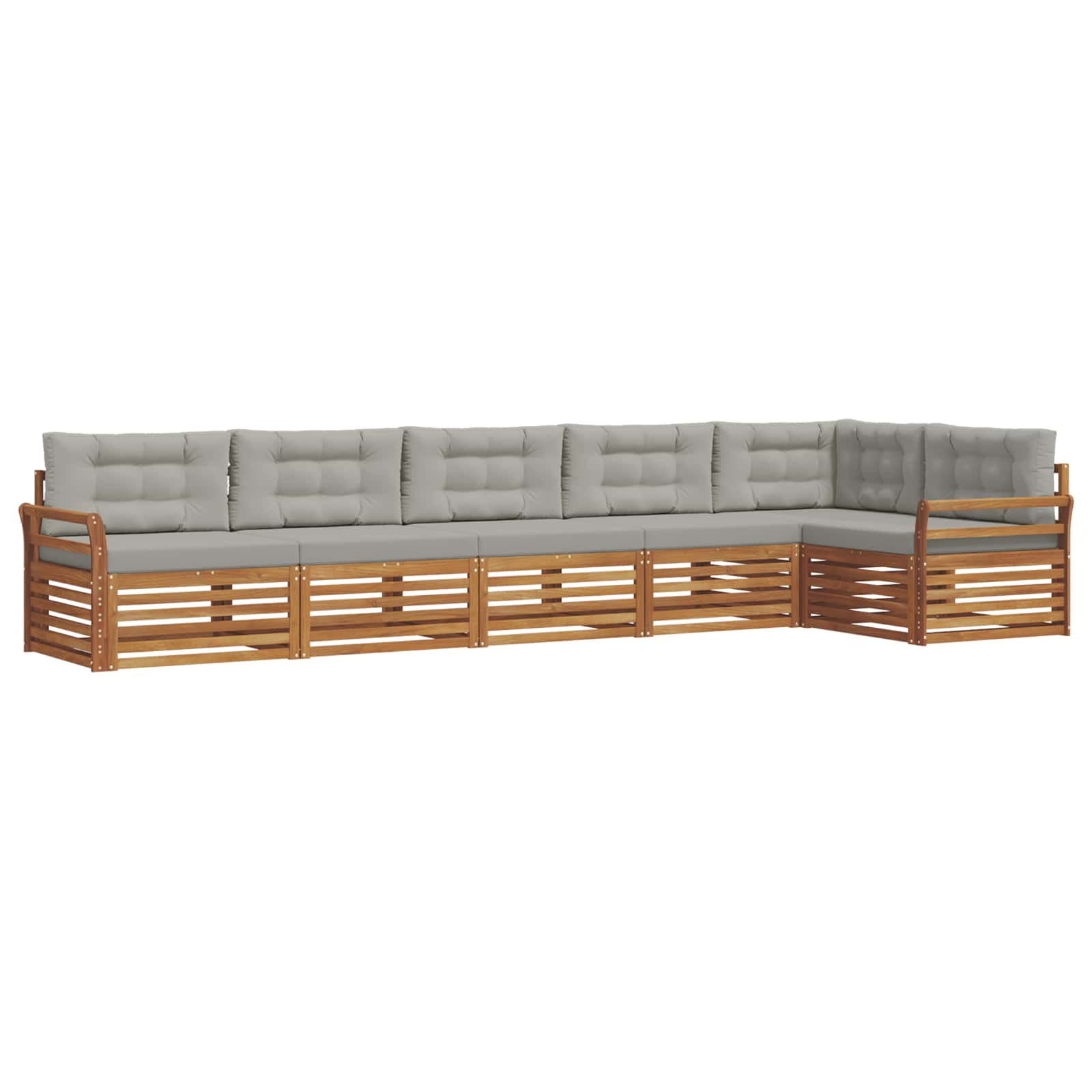Buiten bankenset met kussen 6 pcs Natuurlijk en Lichtgrijs is nu te koop bij PeponiXL, paradijselijk wonen!