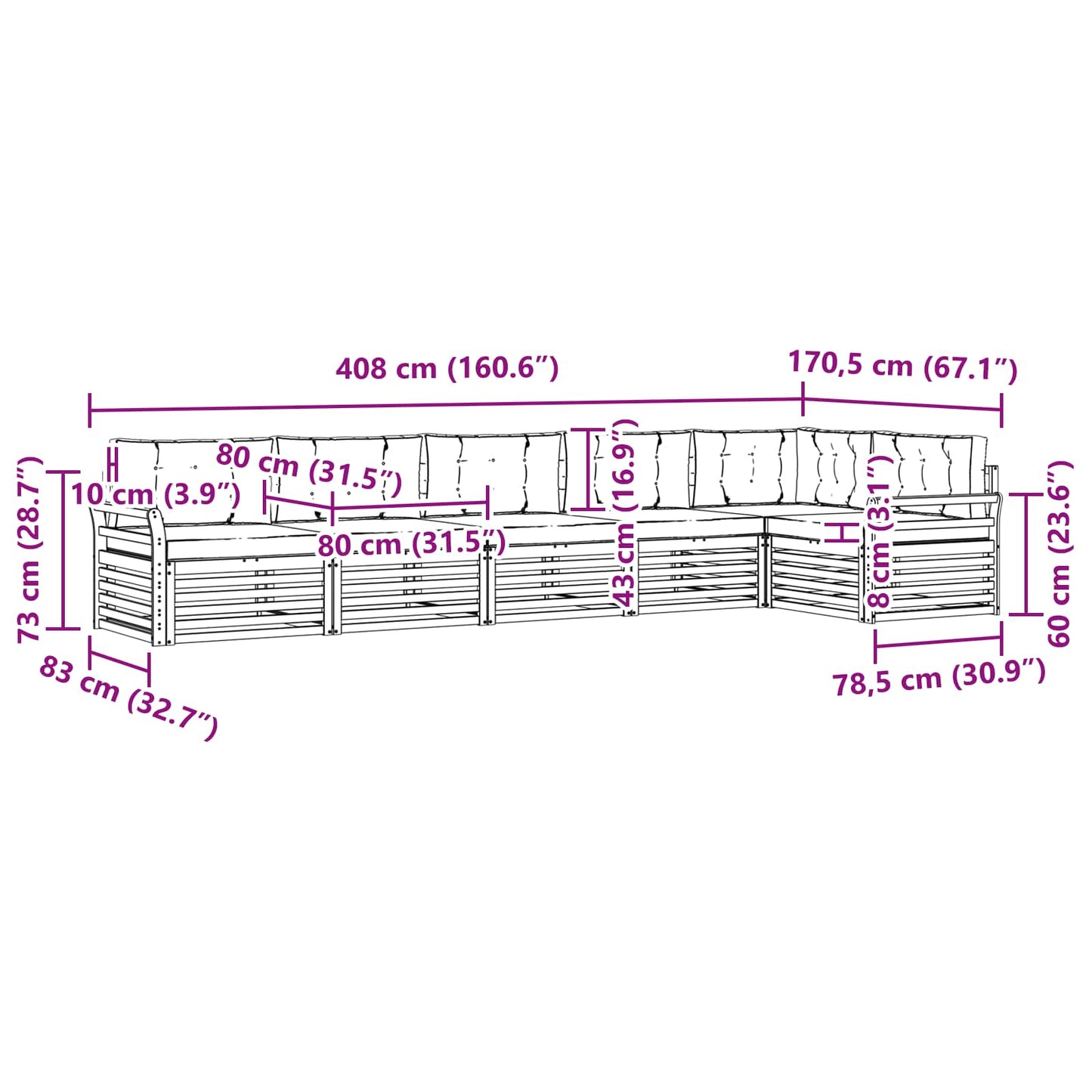 Buiten bankenset met kussen 6 pcs Natuurlijk en Antraciet is nu te koop bij PeponiXL, paradijselijk wonen!
