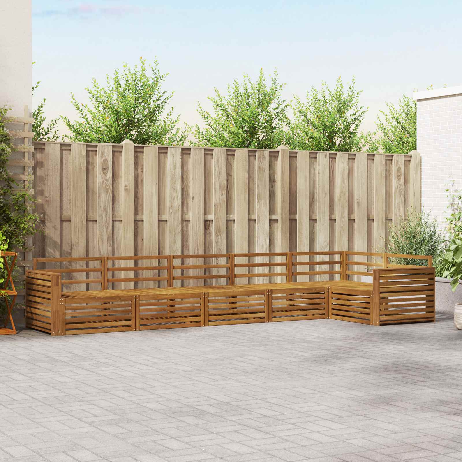 Buiten bankenset 6 pcs Naturel Massief Acaciahout is nu te koop bij PeponiXL, paradijselijk wonen!